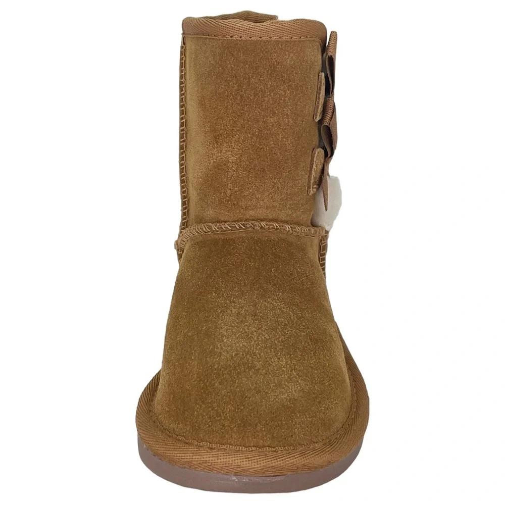 Koolaburra UGG Toddler’s 6 Victoria Short Boot Tan Suede Leather Faux Fur Lining - Picture 4 of 11